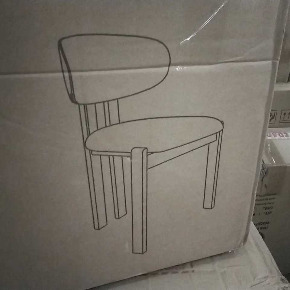 BOXED SET OF 2 GEOGRE OLIVER UPHOLSTERED DINING CHAIRS - WHITE/BROWN