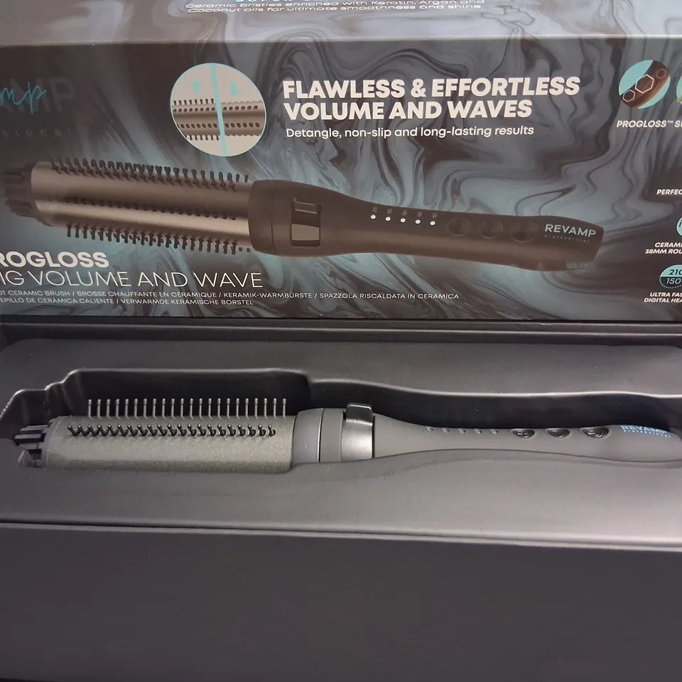 BOXED REVAMP PROFESSIONAL PROGLOSS BIG VOLUME AND WAVE HOT CERAMIC BRUSH BR-1500-GB