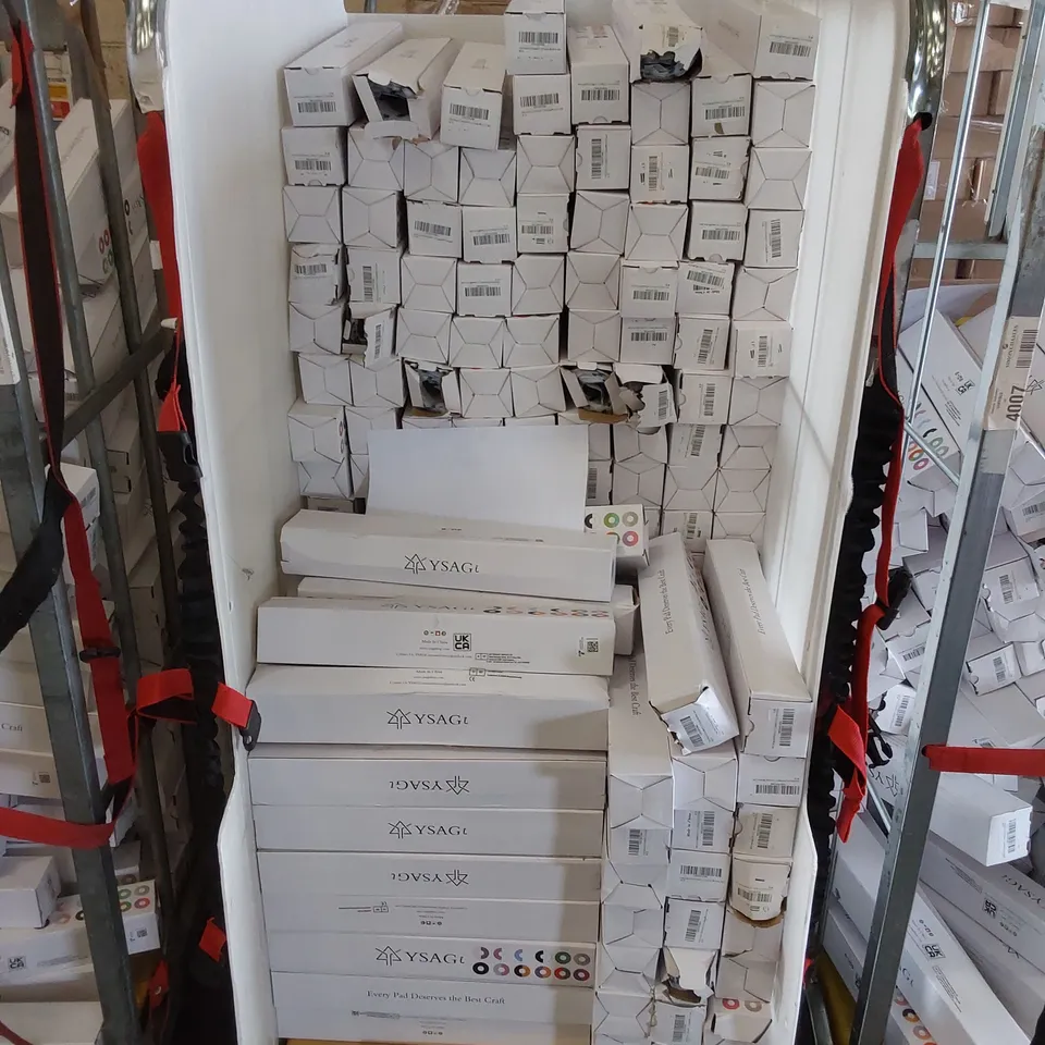 CAGE TO CONTAIN A LARGE ASSORTMENT OF BOXED YSAGI COMPUTER DESK PADS/MOUSE PADS - COLOURS MAY VARY (CAGE NOT INCLUDED)