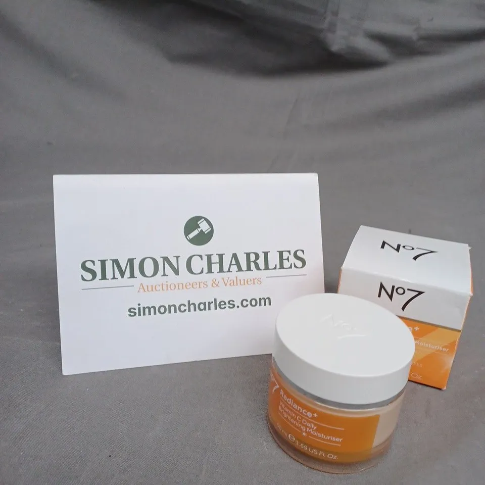 BOXED NO7 RADIANCE+ VITAMIN C DAILY BRIGHTENING MOISTURISER 50ML