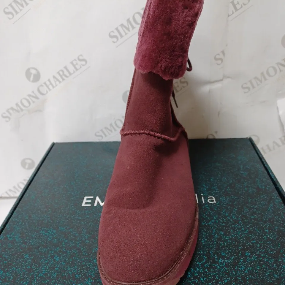 BOXED EMU AUSTRALIA BIRDWOOD BOOTS, MERIOT - SIZE 6