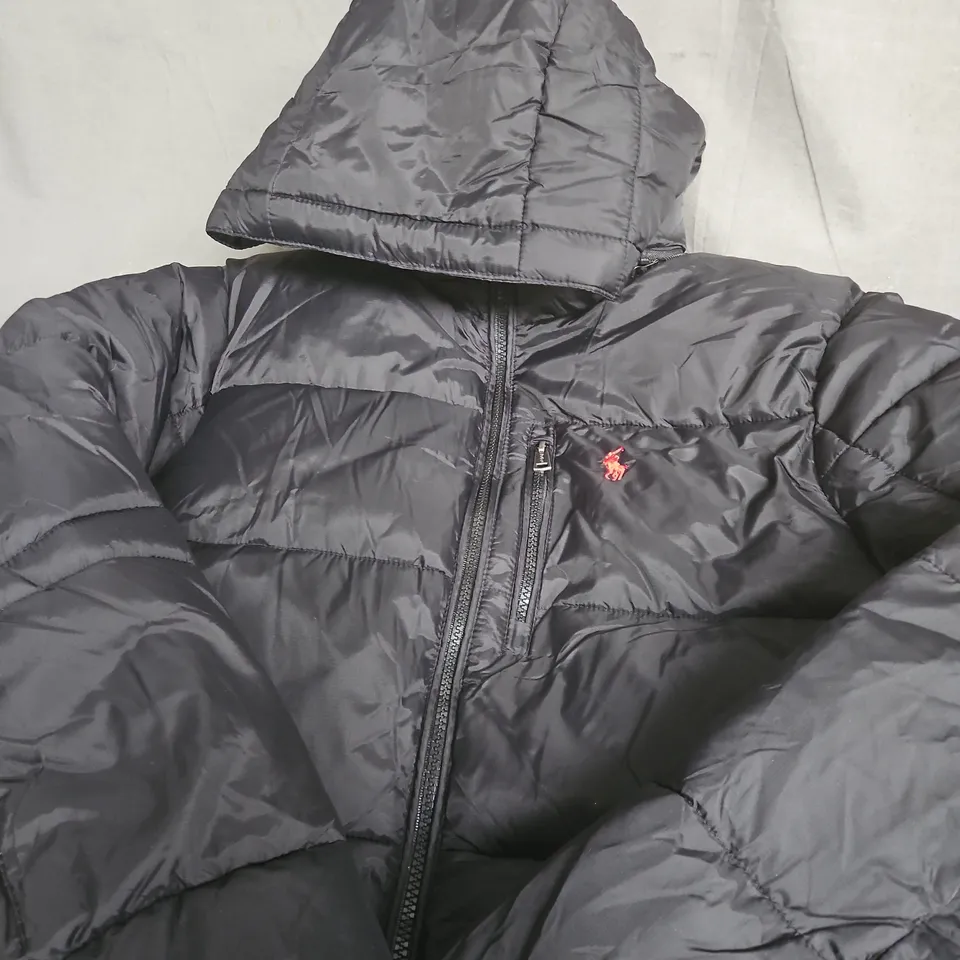 RALPH LAUREN BLACK HOODED PUFFER JACKET – MEN'S - LARGE 