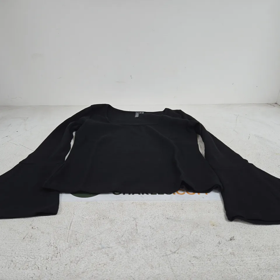 RAINBOW BLACK COTTON FLARED SLEEVES TOP UK MEDIUM