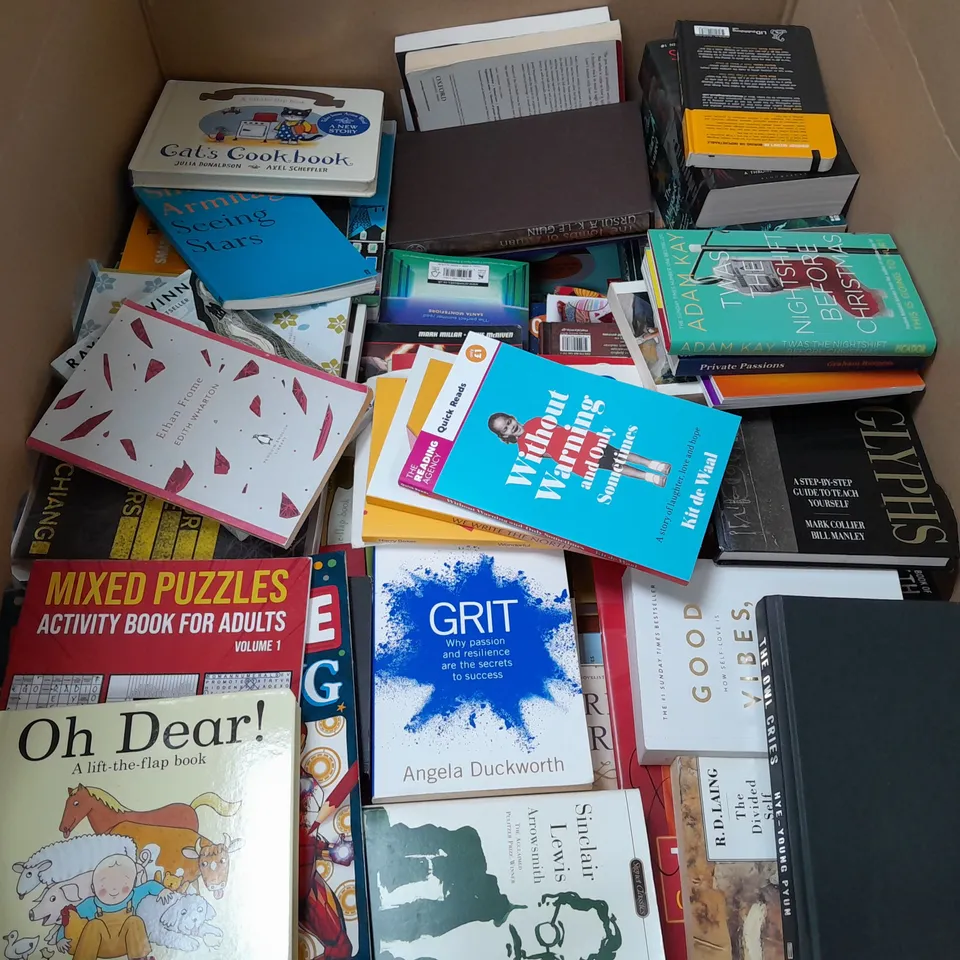 LARGE QUANTITY OF ASSORTED BOOKS TO INCLUDE SAVE WITH JAMIE, BATMAN GRAPHIC NOVEL AND HOW TO THINK LIKE A FISH