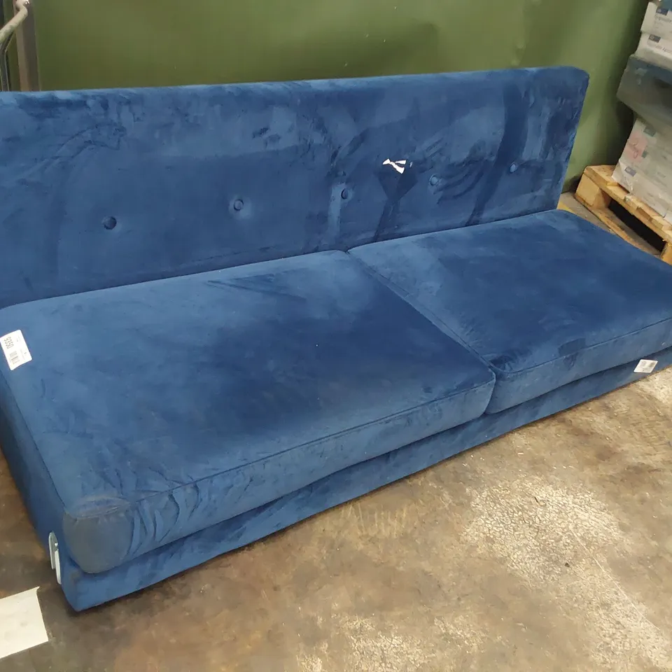DESIGNER CLICK CLACK SOFA BED BLUE FABRIC 