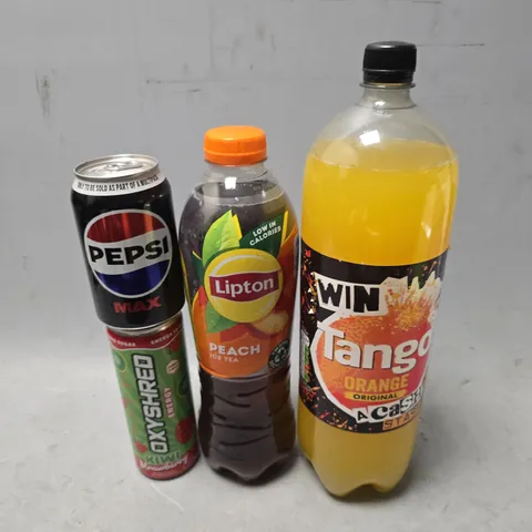 APPROXIMATELY 6 ASSORTED FOOD & DRINK ITEMS TO INCLUDE - PEPSI MAX , LIPTON PEACH ICED TEA , TANGO ORANGE ETC