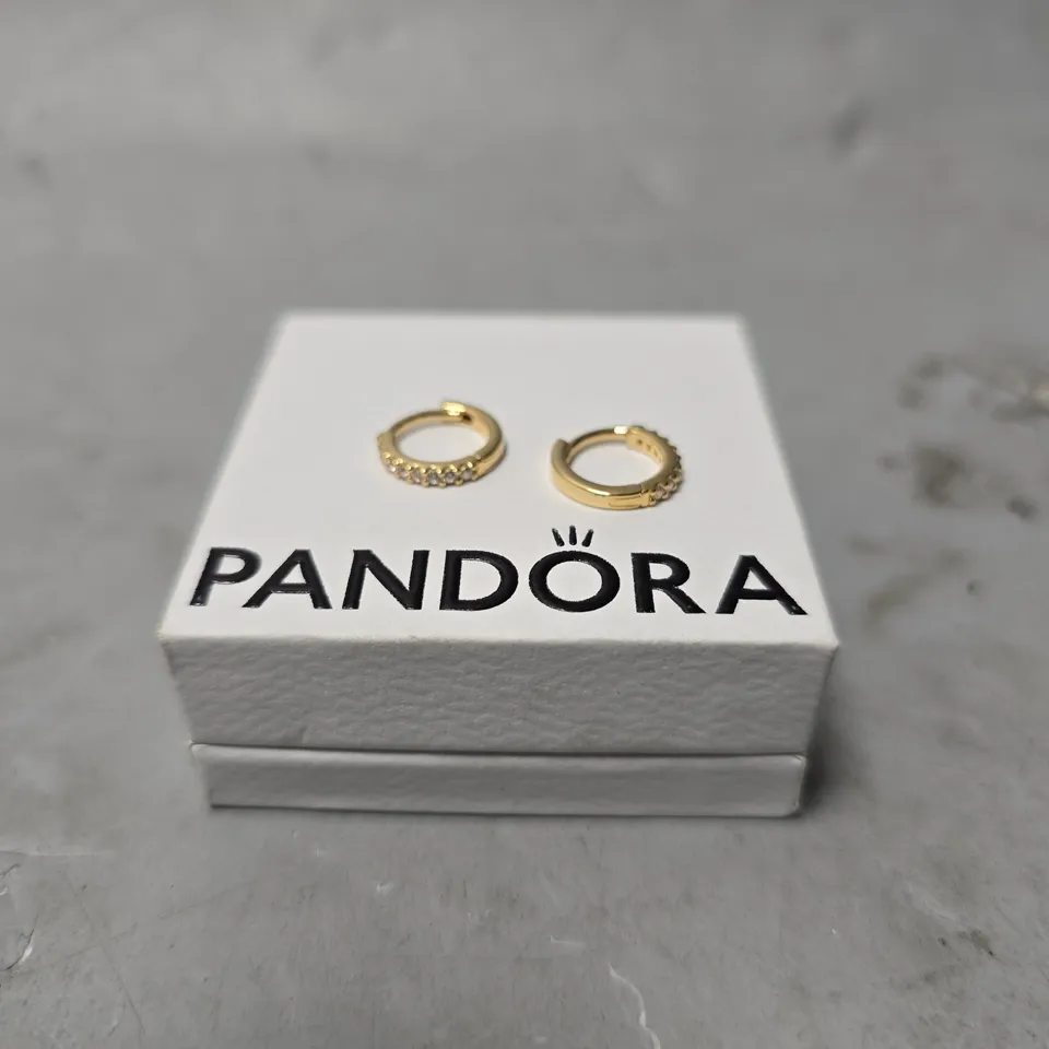 PANDORA SPARKLING HUGGIE HOOP EARRINGS