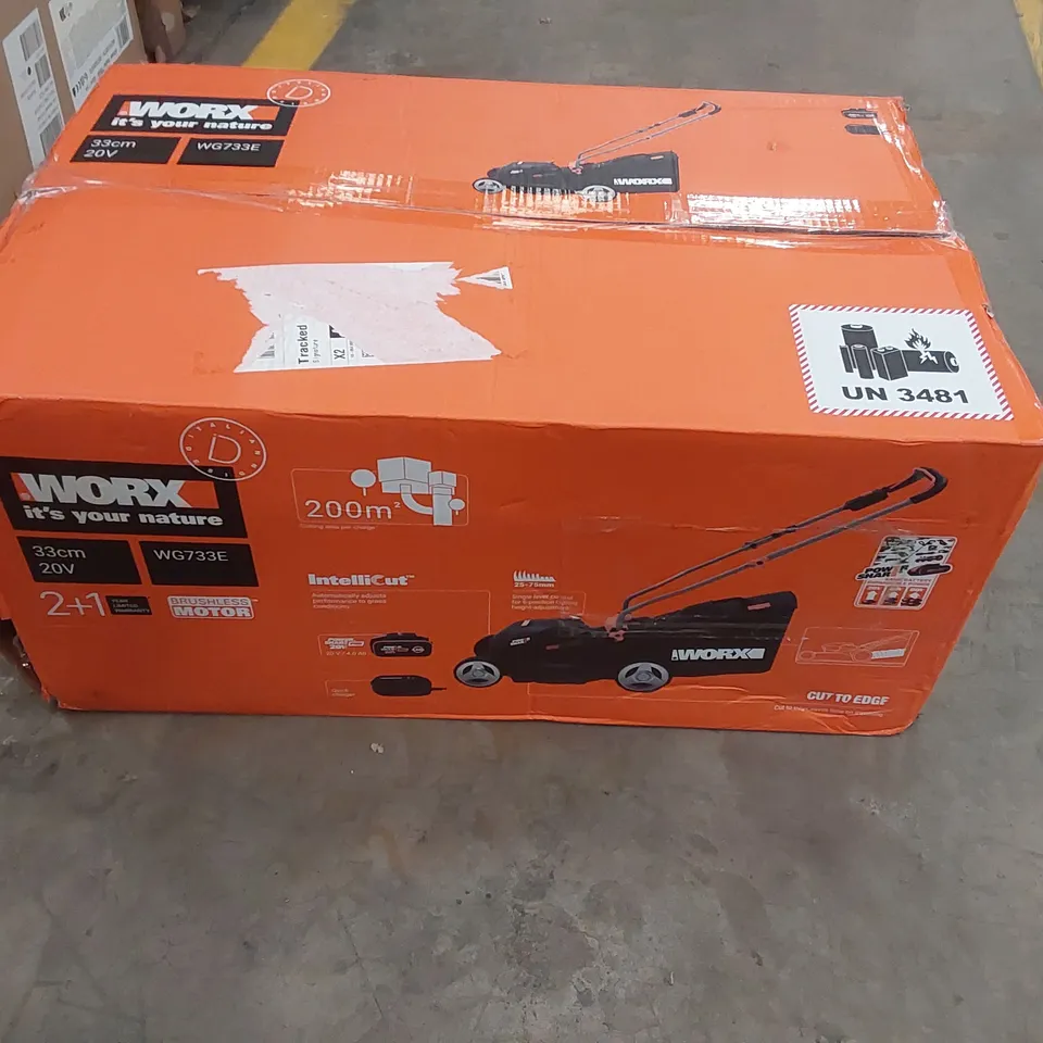 BOXED WORX WG733E 20V CORDLESS LAWN MOWER (1 BOX)