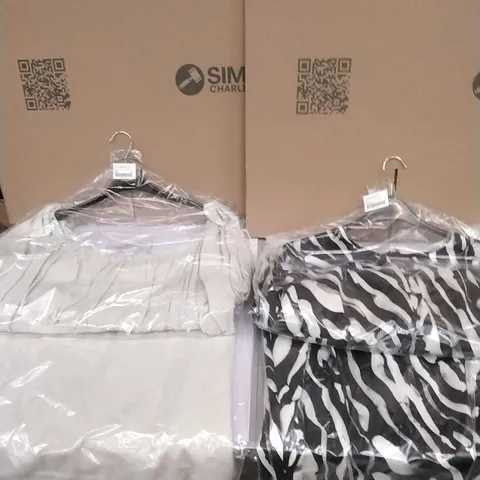 PALLET CONTAINING APPROXIMATELY 100  WOMEN'S DESIGNER CLOTHES WHICH INCLUDE; DRESSES, COATS ETC