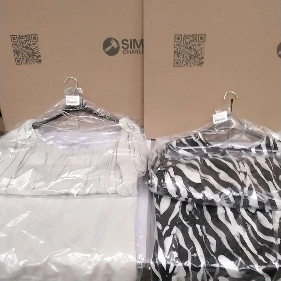 PALLET CONTAINING APPROXIMATELY 100  WOMEN'S DESIGNER CLOTHES WHICH INCLUDE; DRESSES, COATS ETC