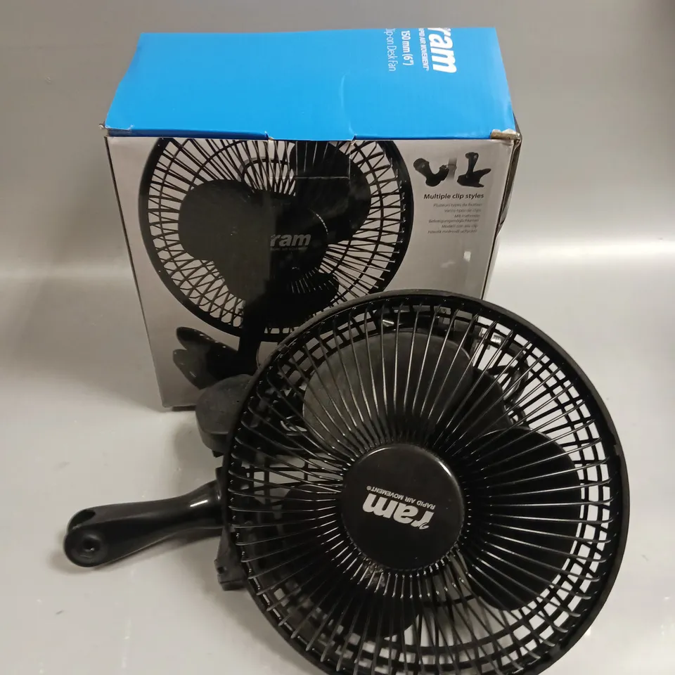 BOXED RAM 150MM CLIP ON DESK FAN