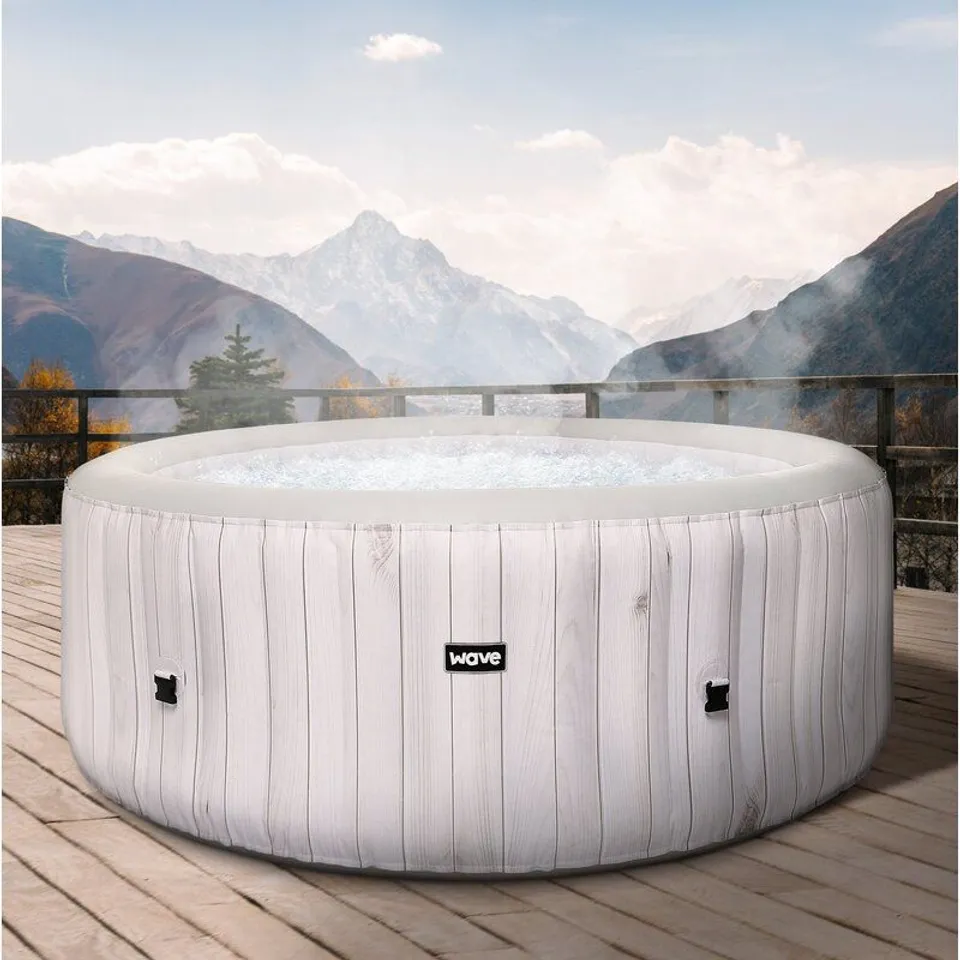 BOXED WAVE ATLANTIC PLUS WHITEWOOD INFLATABLE HOT TUB