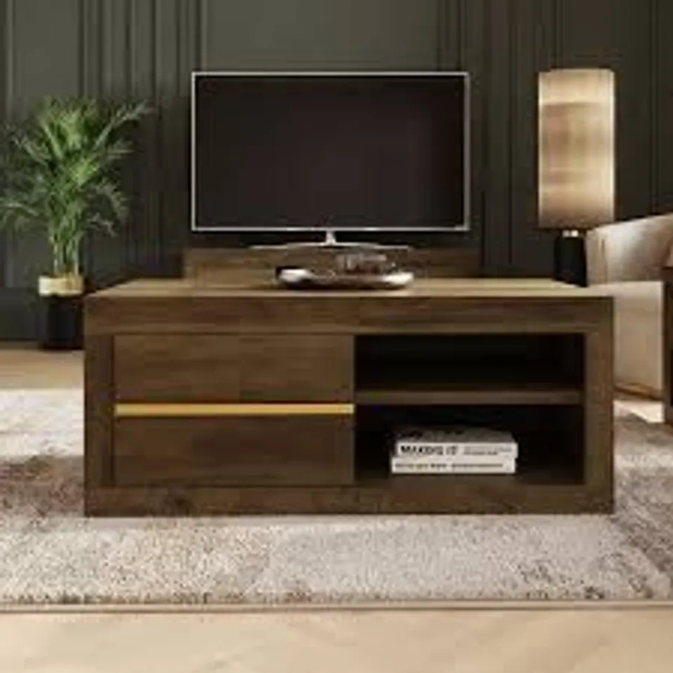 BOXED GFW ASTLEY 2 DRAWER 2 SHELF KNOTTY OAK COFFEE TABLE (1 BOX)