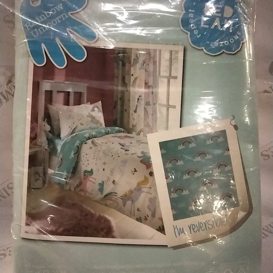 BAGGED - BEDLAM RAINBOW UNICORN POLYESTER ROOM DARKENING CURTAIN PAIR 168X183CM APPROX