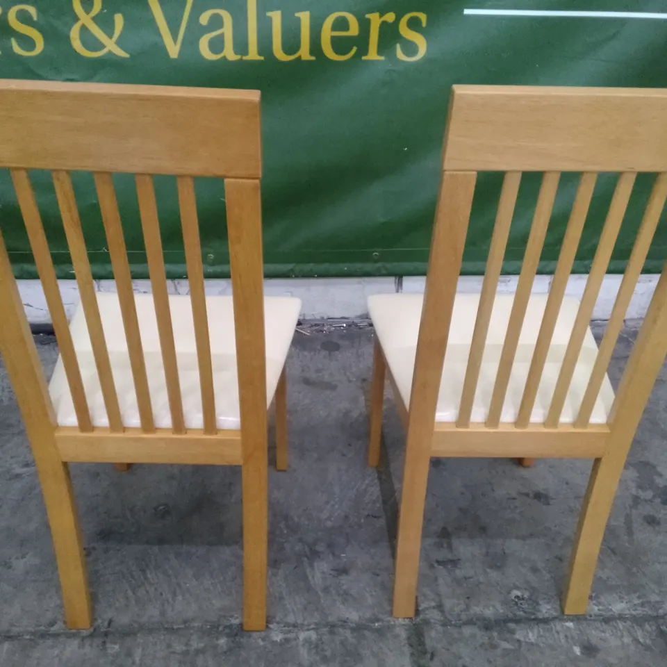 SET OF 2 NEW OXFORD OAK DINING CHAIRS (IVORY LEATHER SEAT PAD)