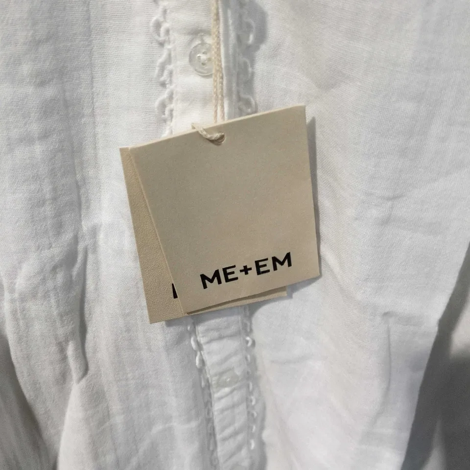 ME+EM CHEESECLOTH TRIM DETAIL SHIRT – WHITE, UK 10 (US 6, EU 38)