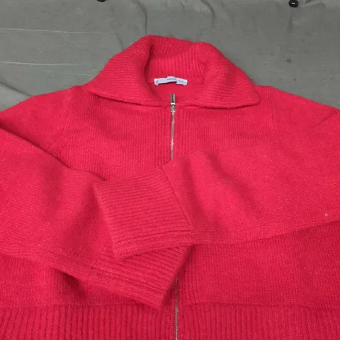 MNG BY MANGO RED KNIT ZIP CARDIGAN, WOMEN'S, SIZE M