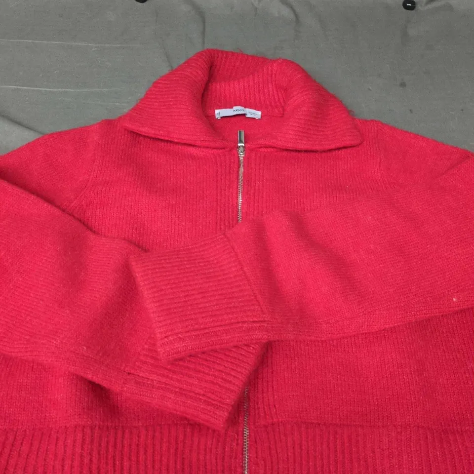 MNG BY MANGO RED KNIT ZIP CARDIGAN, WOMEN'S, SIZE M