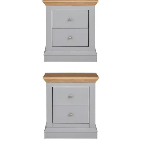 BOXED HANNA SET OF 2 BEDSIDE CHESTS - GREY/OAK TOP (1 BOX)