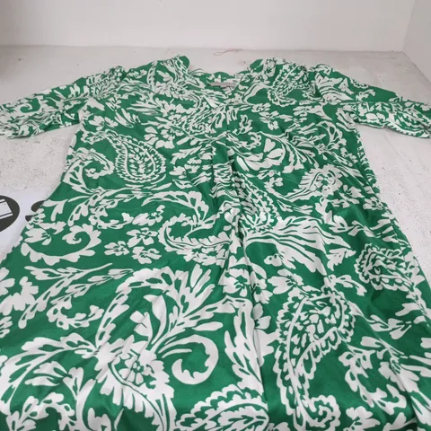 HOBBS LONDON WOMEN'S GREEN & WHITE FLORAL SHIRT DRESS – UK 10