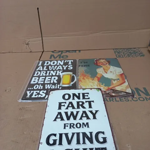 SET OF APPROXIMATELY 20 ASSORTED SIGNS