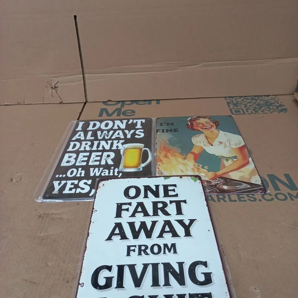 SET OF APPROXIMATELY 20 ASSORTED SIGNS