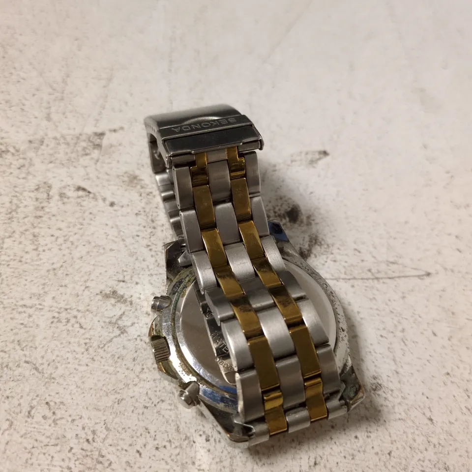 SEKONDA TWO-TONE STAINLESS STEEL CHRONOGRAPH WATCH WITH BLUE DIAL