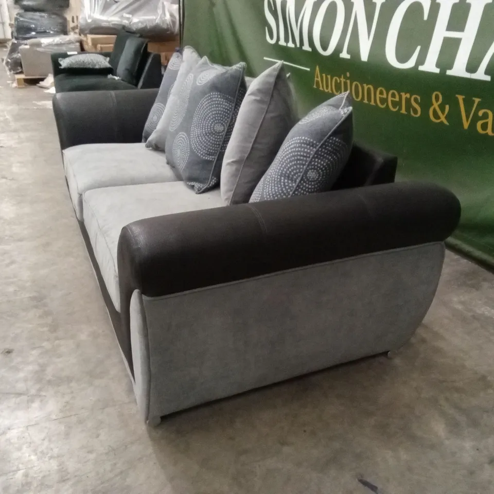 DANUBE FABRIC/FAUX LEATHER 3 SEATER SOFA RRP £599