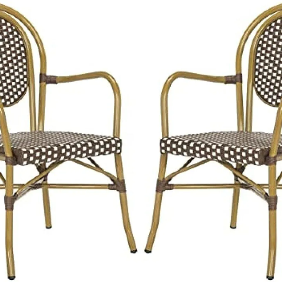 BOXED SAFAVIEH SET WITH 2 CHAIRS BISTROT FRANCINE, RATTAN WICKER, BROWN/WHITE, 59 X 50 X 89 CM