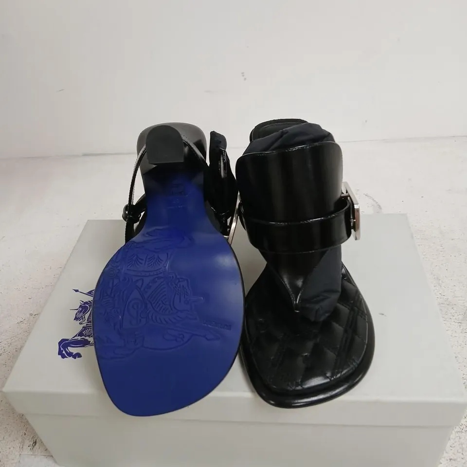 BURBERRY LEATHER SANDALS ON LEATHER SOLE – BLACK, UK4 (EU37), BUCKLE STRAP