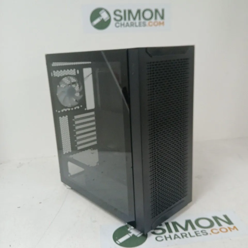 BLACK MID-TOWER PC CASE WITH TEMPERED GLASS SIDE PANEL