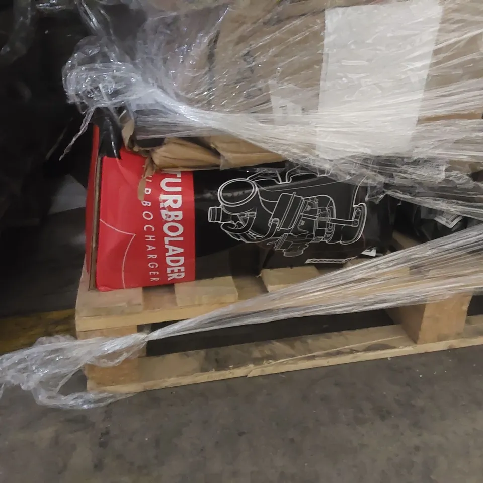 PALLET OF ASSORTED ITEMS INCLUDING: TURBOCHARGER, WINDOW REGULATOR, BLENDER ECT