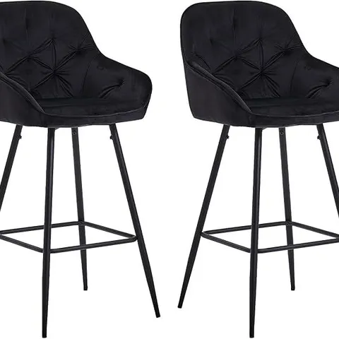 BOXED SET OF 2 BLACK VELVET BARSTOOLS