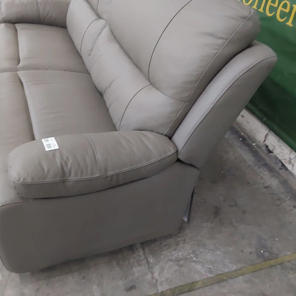 DESIGNER THREE SEATER SOFA GREY LEATHER 
