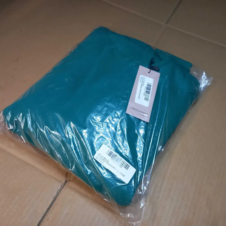 PACKAGED DESIGNER OVERSIZED GREEN ORGANIC PRINTED HOODIE - SMALL