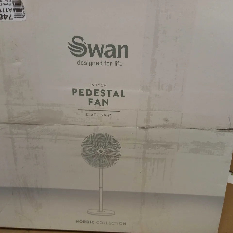 BOXED SWAN 16 INCH PEDESTAL FAN slate grey
