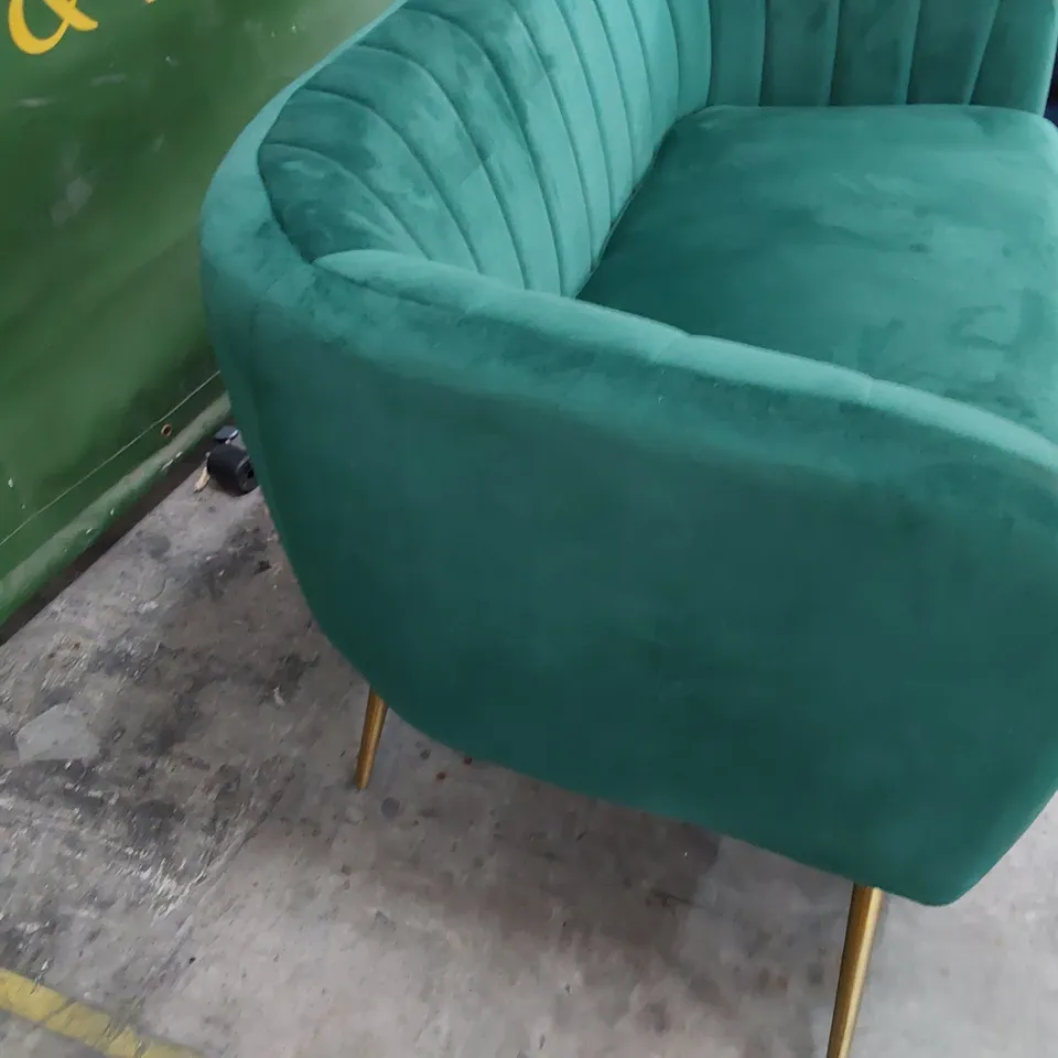 DESIGNER AYLIN TWO SEATER SOFA GREEN PLUSH FABRIC