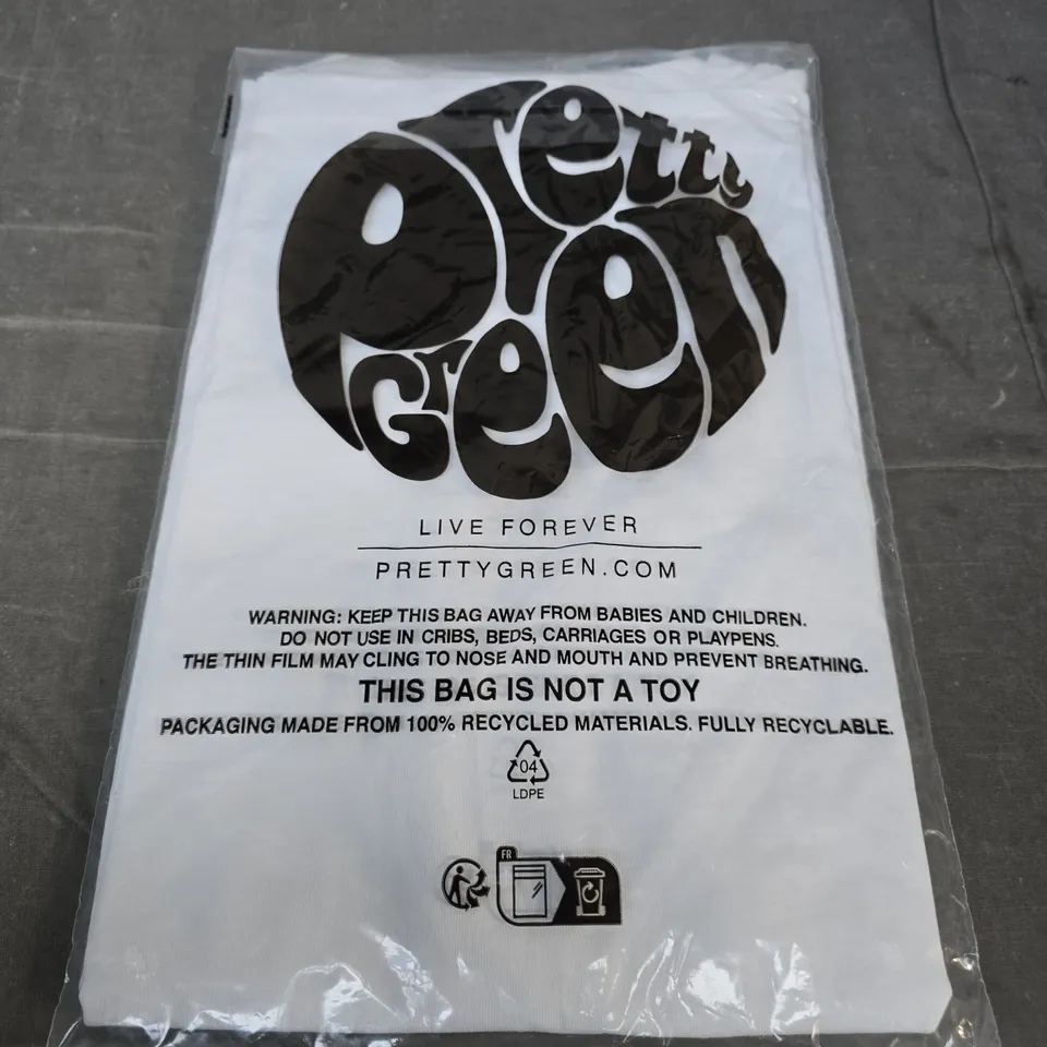 PRETTY GREEN TILBY LOGO T-SHIRT – WHITE, SIZE M