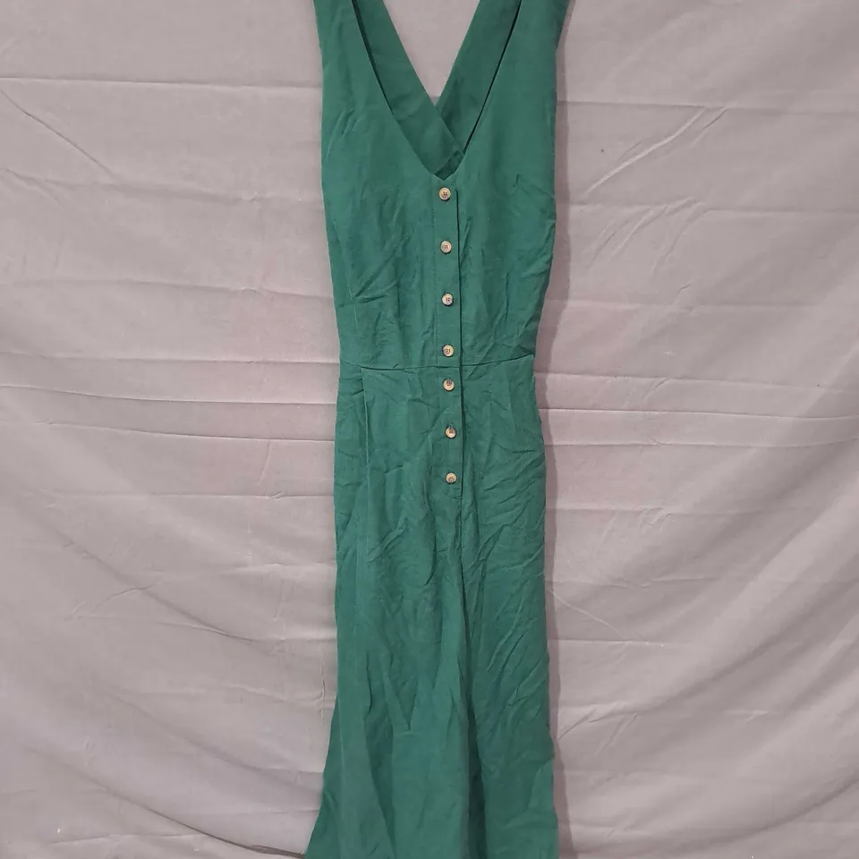 OLIVER BONAS LINEN CROSSBACK JUMPSUIT IN GREEN SIZE 12