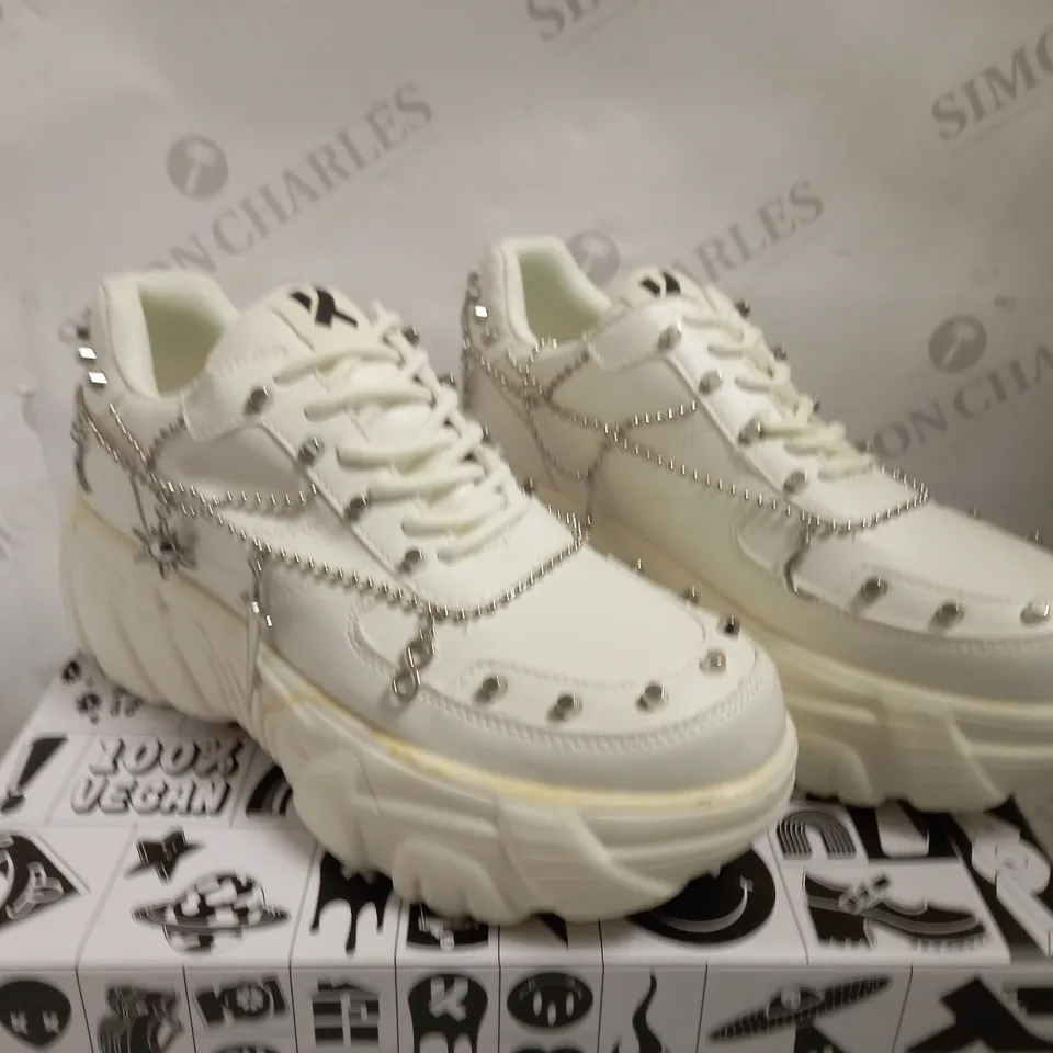 KOI VEGAN JINX WHITE MYSTIC CHARM TRAINERS - SIZE 6