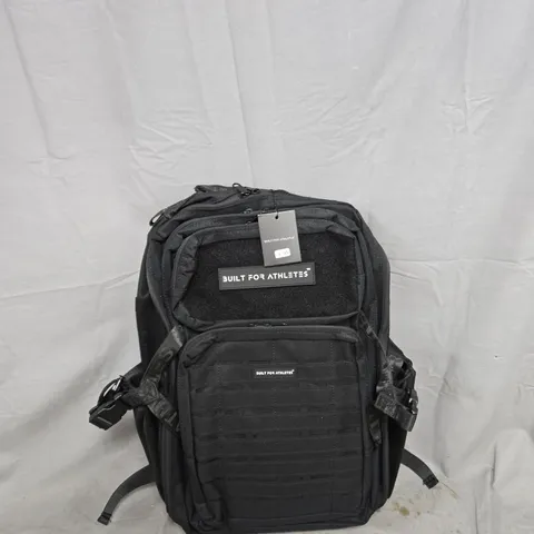 BLACK TACTICAL BACKPACK WITH MOLLE WEBBING AND PADDED STRAPS