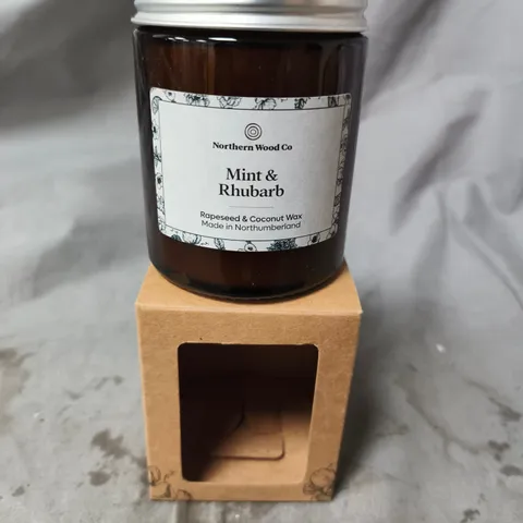 NORTHERN WOOD CO MINT & RHUBARB CANDLE – RAPESEED & COCONUT WAX