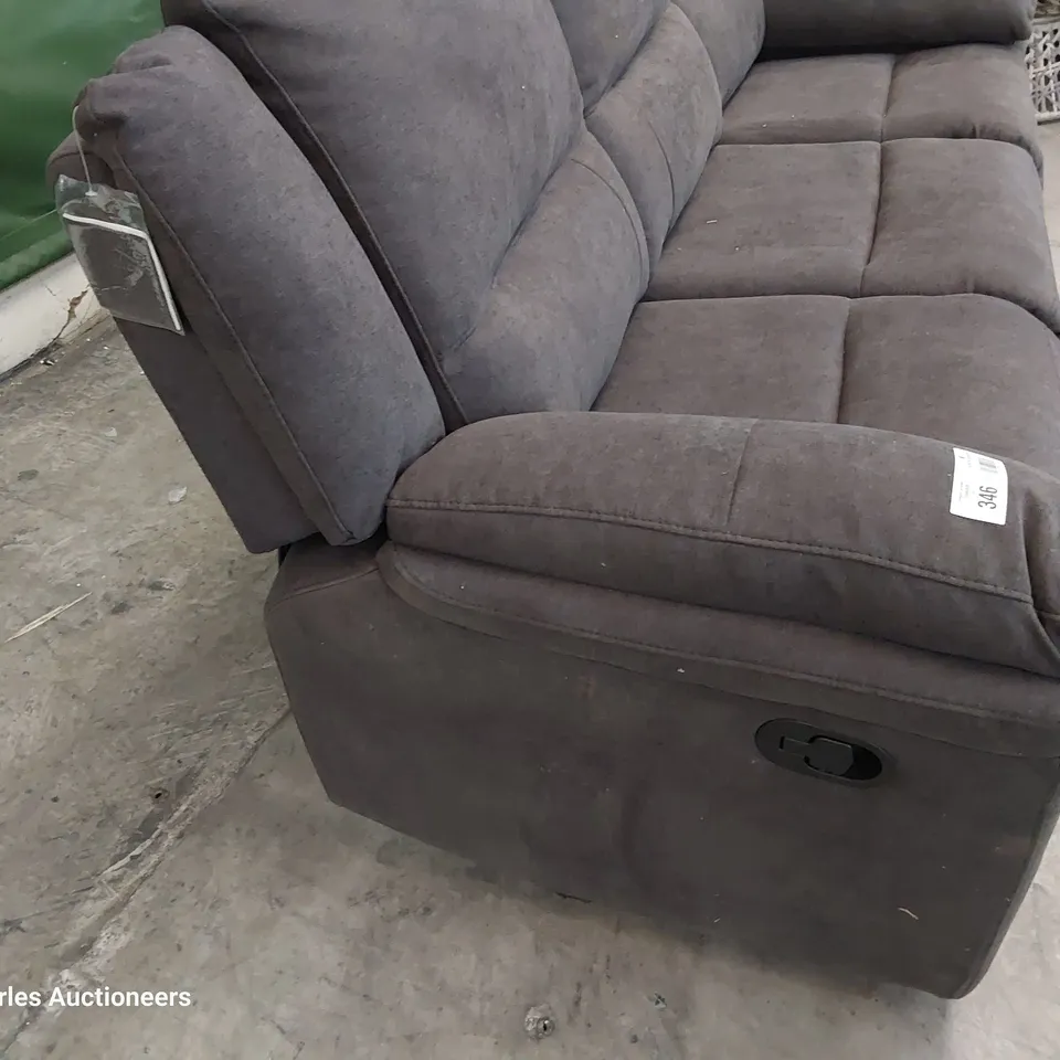 DESIGNER MANUAL RECLINING THREE SEATER SOFA CHARCOAL FABRIC 