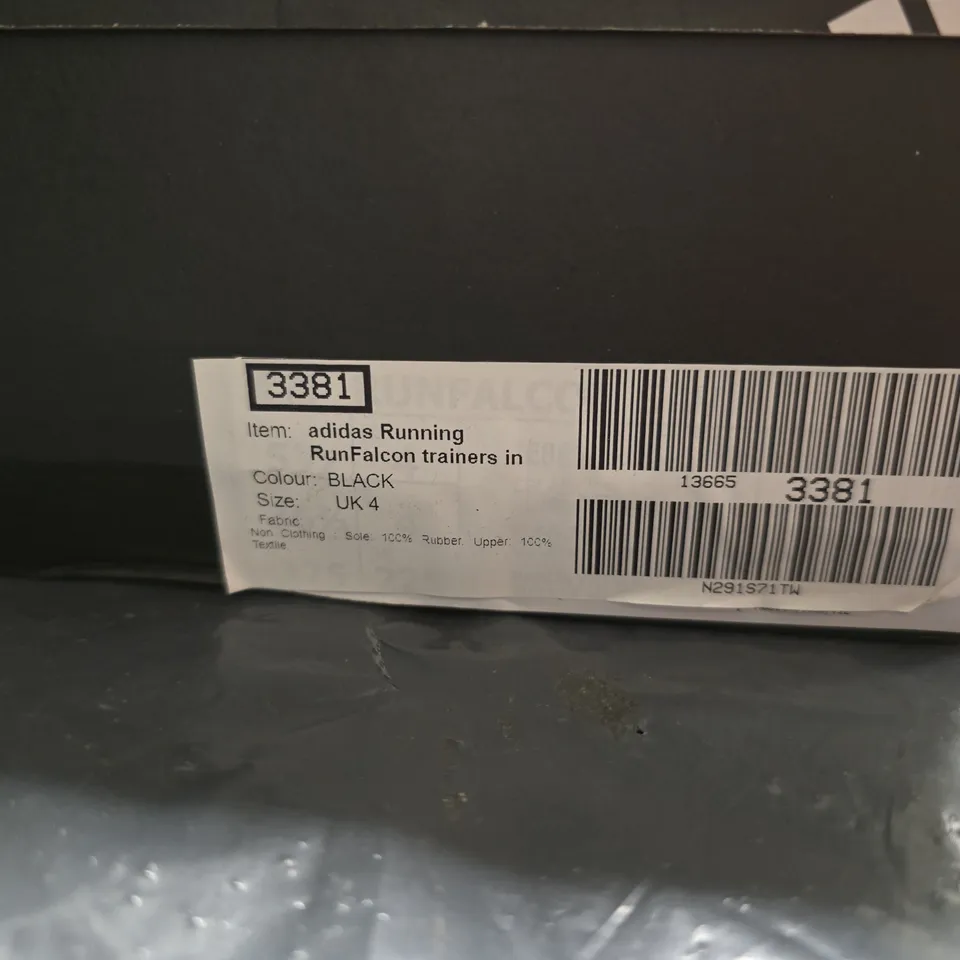 ADIDAS RUNNING RUNFALCON TRAINERS – BLACK, UK 4