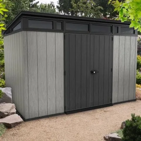 BOXED KETER ARTISAN 11FT W x 7FT D PENT OUTDOOR GARDEN SHED (3 BOXES)