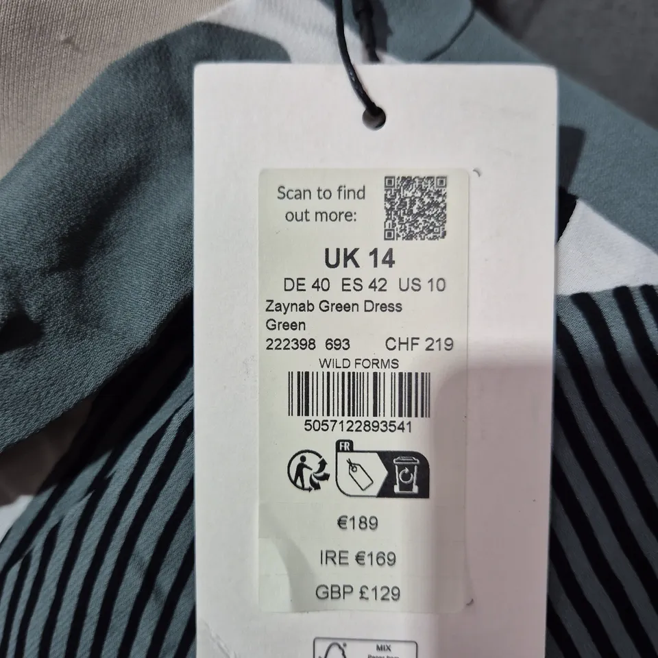 PHASE EIGHT ZAYNAB GREEN DRESS – UK 14