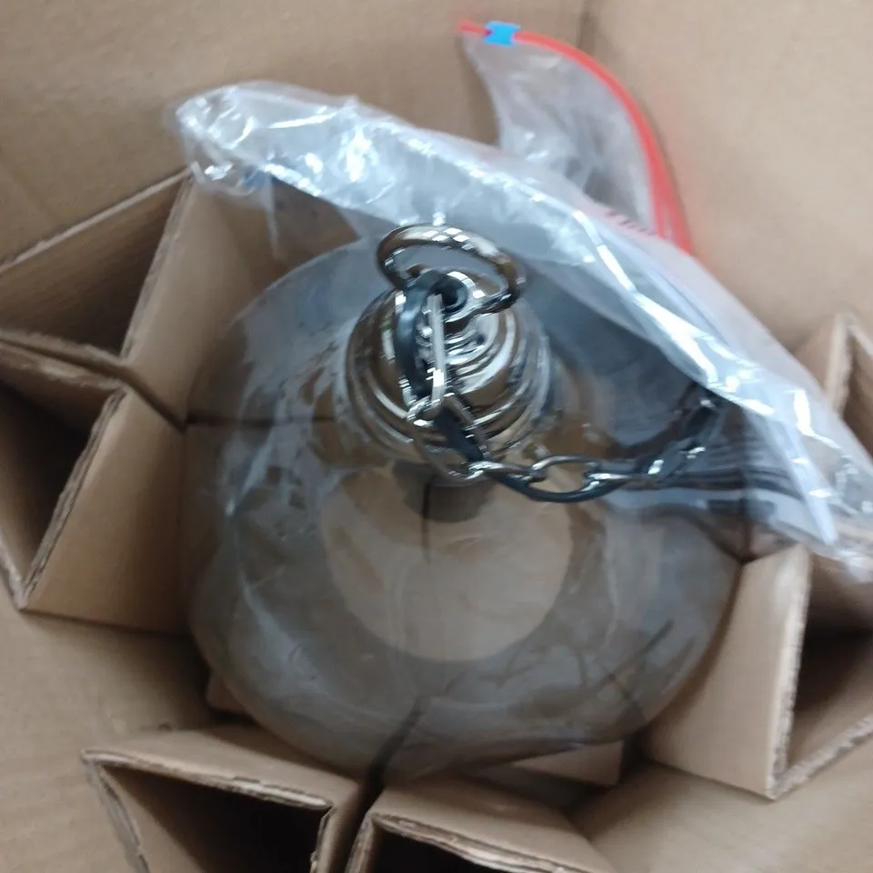 BOXED LIGHT PENDANT BLACK CROME AND SMOKED GLASS 