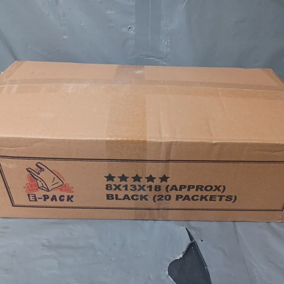 E-PACK 8X13X18 BLACK BAGS (20 PACKETS)
