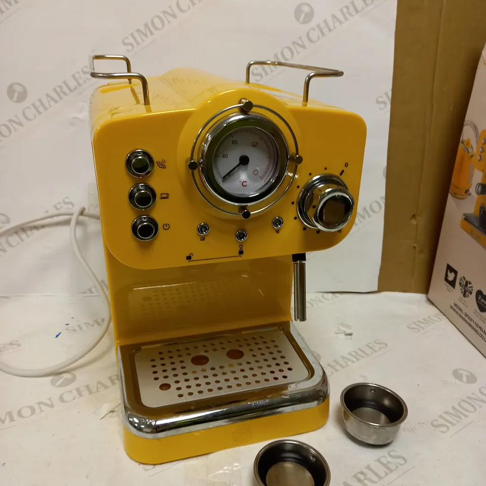 SWAN RETRO PUMP ESPRESSO COFFEE MACHINE - YELLOW