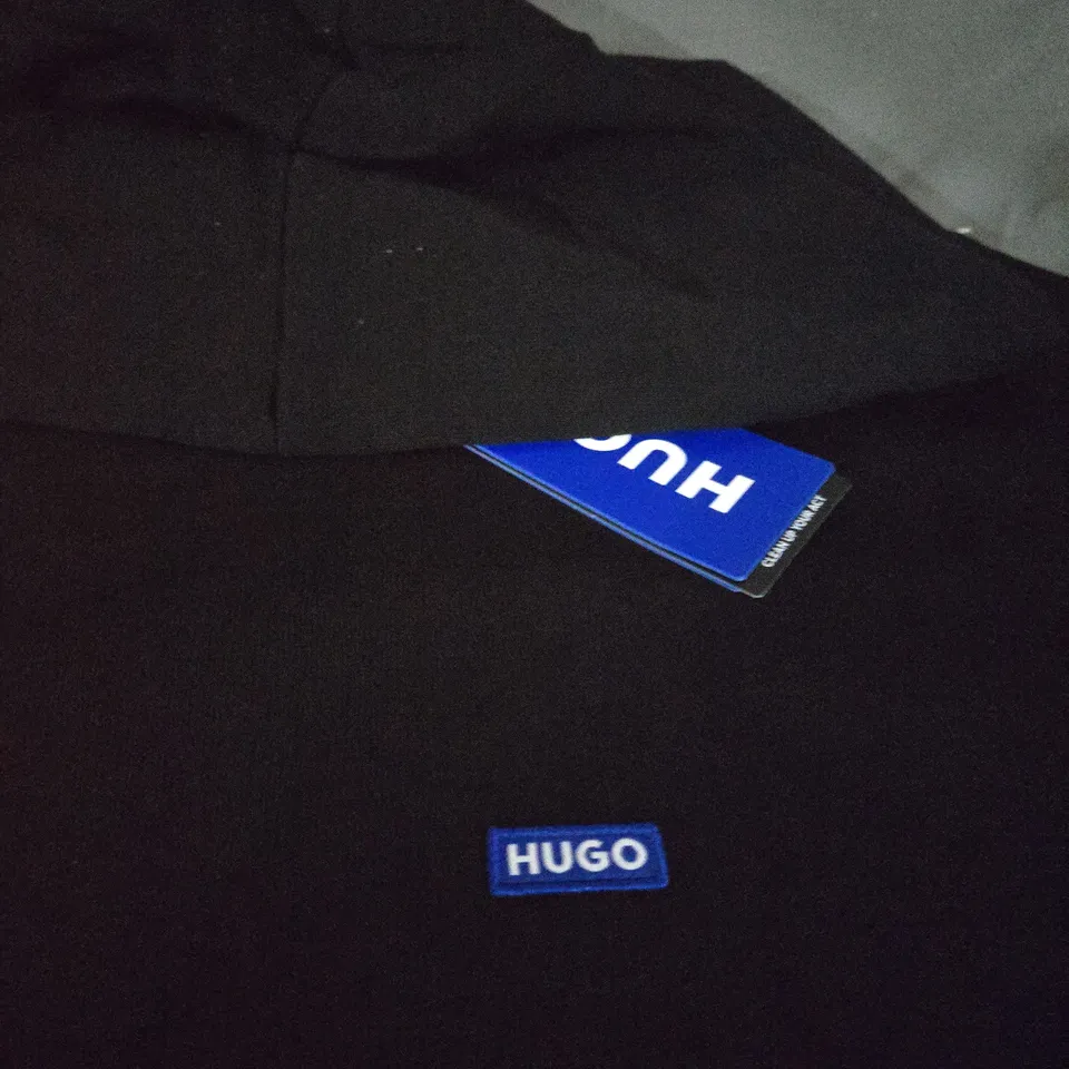 HUGO BOSS LOGO HOODIE IN BLACK - SIZE SMALL